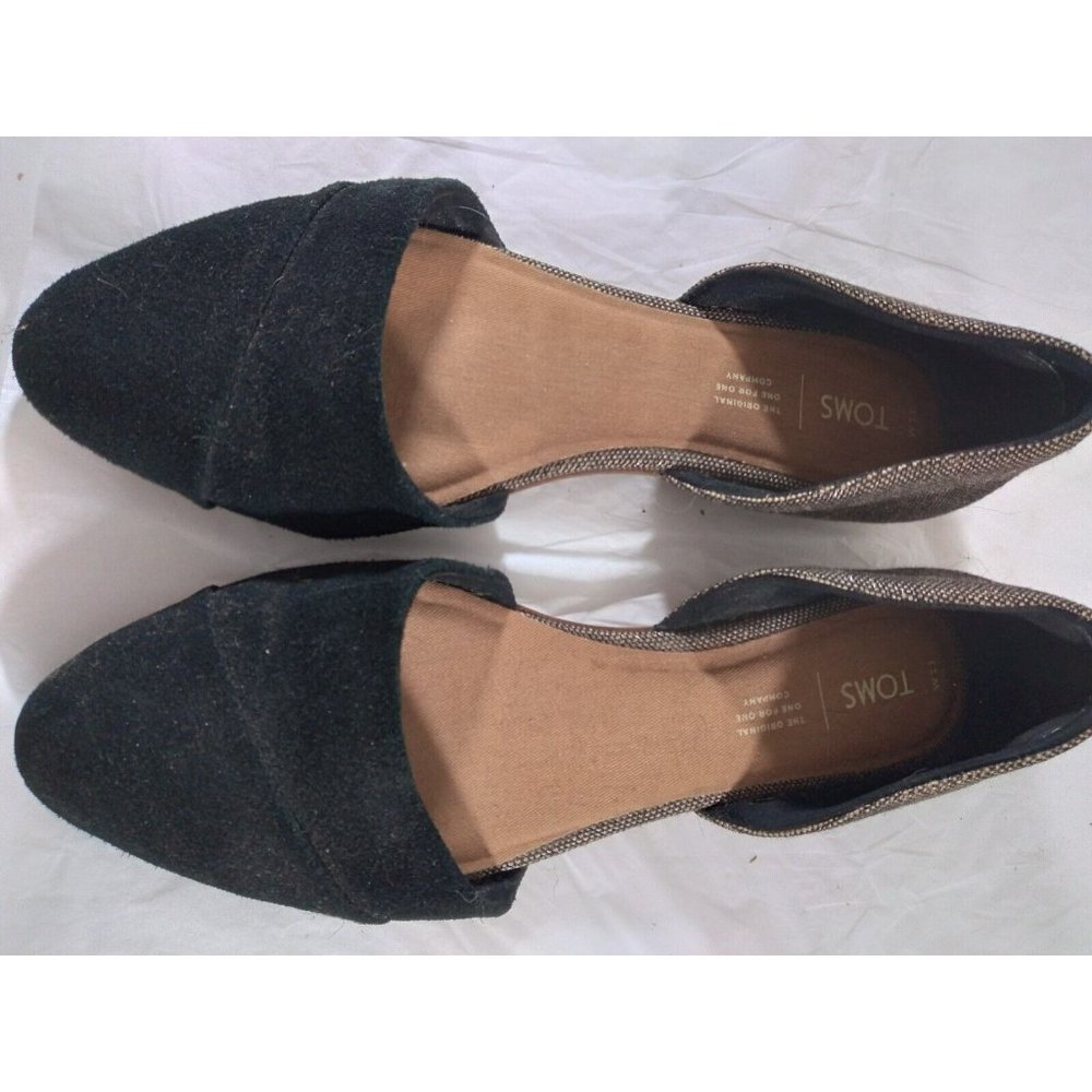 Toms Black And Gold Flats Sz 11 W